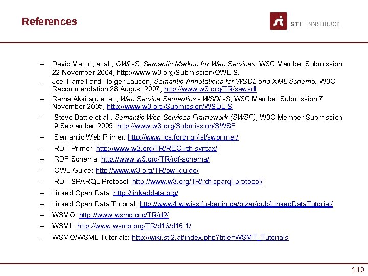 References – David Martin, et al. , OWL-S: Semantic Markup for Web Services, W