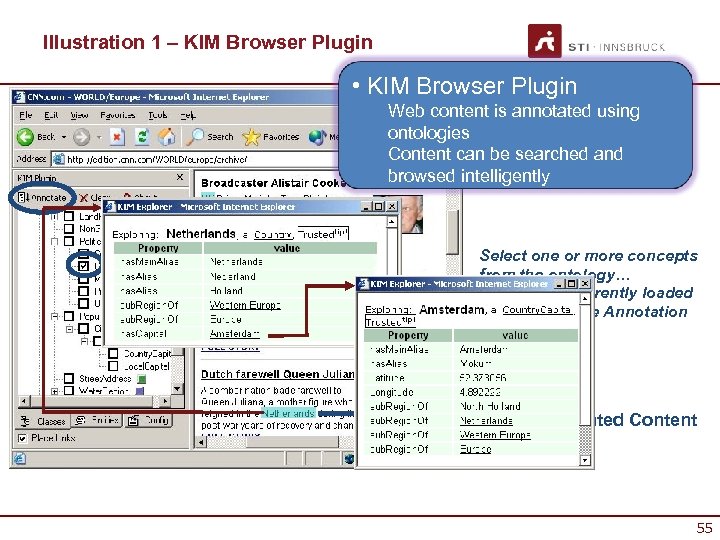 Illustration 1 – KIM Browser Plugin • KIM Browser Plugin Web content is annotated