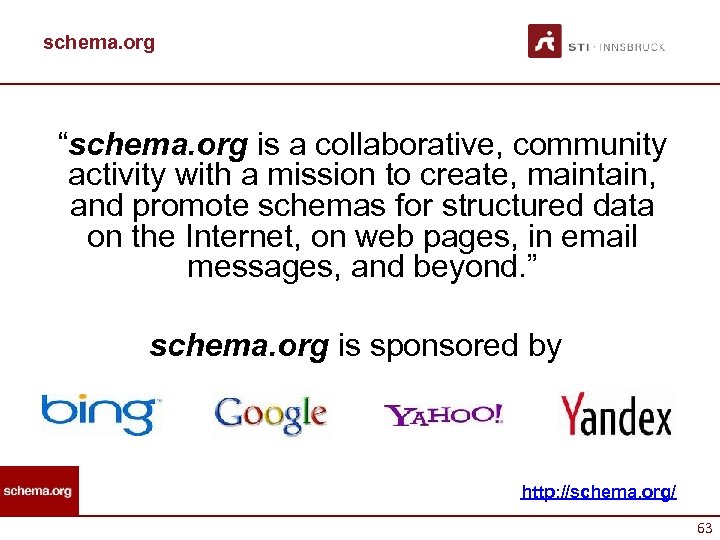 schema. org “schema. org is a collaborative, community activity with a mission to create,