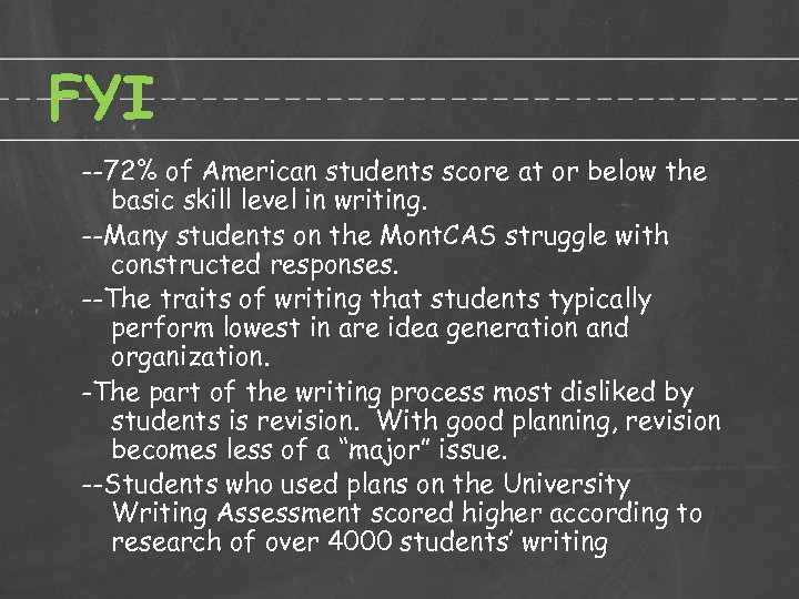FYI --72% of American students score at or below the basic skill level in