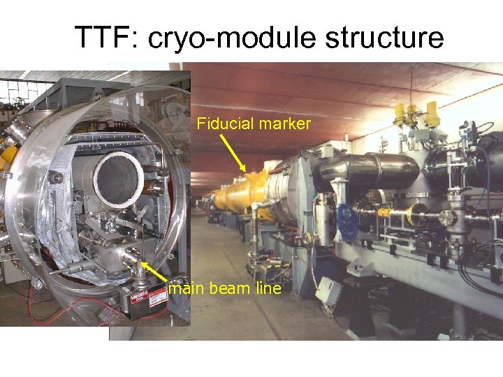 TTF: cryo-module structure Fiducial marker main beam line 