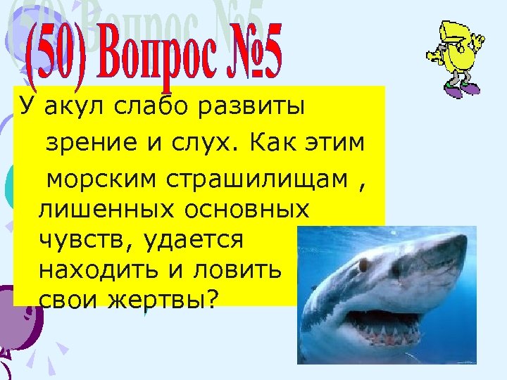 У акул слабо развиты зрение и слух. Как этим морским страшилищам , лишенных основных