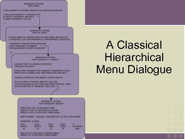 A Classical Hierarchical Menu Dialogue 17 -10 