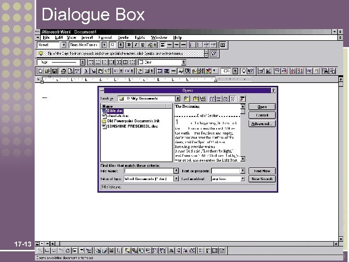 Dialogue Box 17 -13 