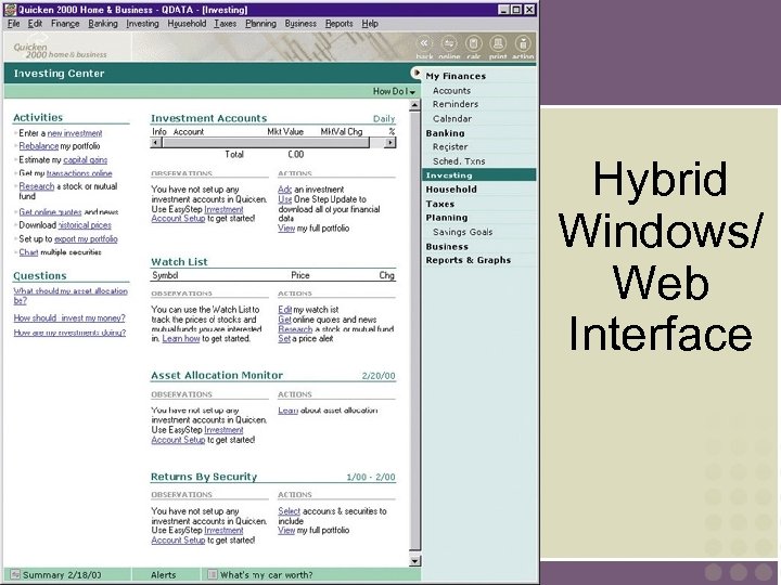 Hybrid Windows/ Web Interface 17 -18 