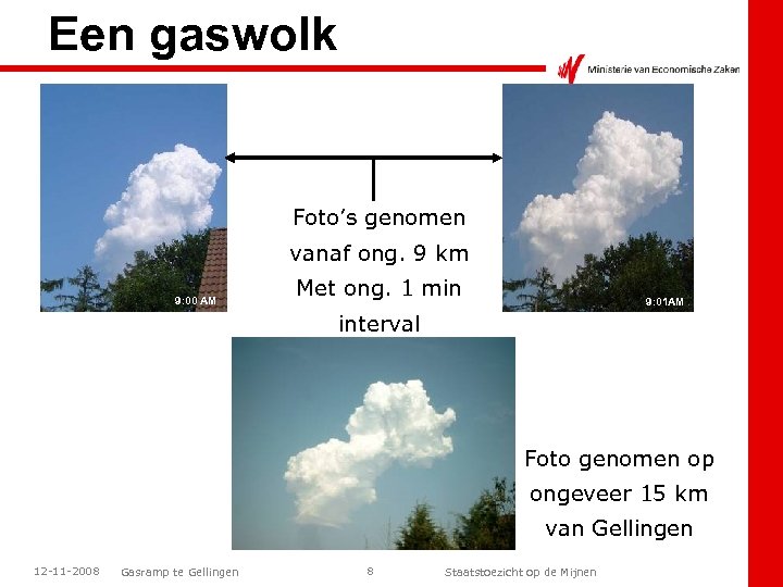 Een gaswolk Foto’s genomen vanaf ong. 9 km 9: 00 AM Met ong. 1