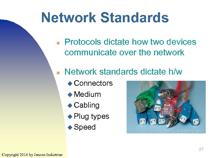 Network Standards n n Protocols dictate how two devices communicate over the network Network
