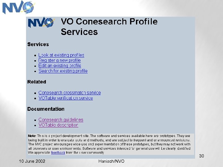 30 10 June 2002 Hanisch/NVO 