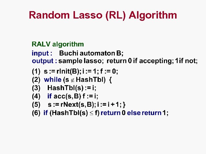 Random Lasso (RL) Algorithm 