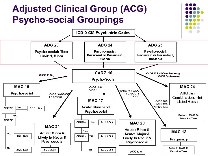 Adjusted Clinical Group (ACG) Psycho-social Groupings ICD-9 -CM Psychiatric Codes ADG 23 ADG 24