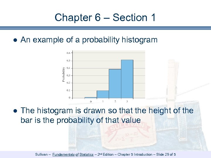 Chapter 6 – Section 1 ● An example of a probability histogram ● The