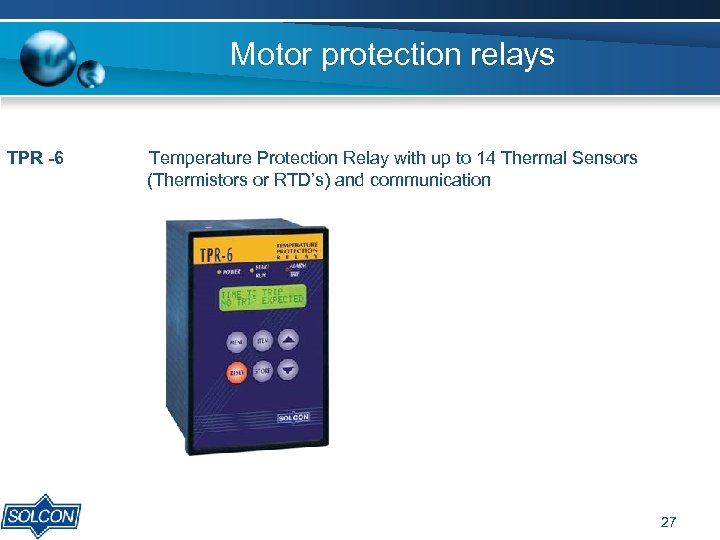 Motor protection relays TPR -6 Temperature Protection Relay with up to 14 Thermal Sensors
