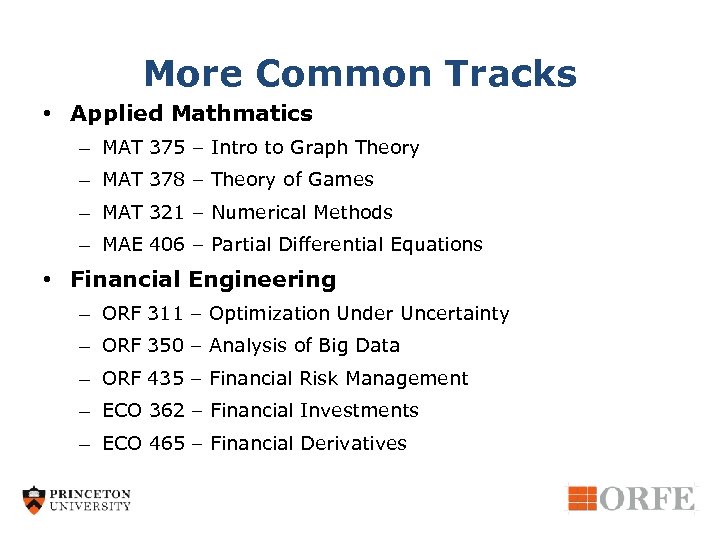 More Common Tracks • Applied Mathmatics – MAT 375 – Intro to Graph Theory