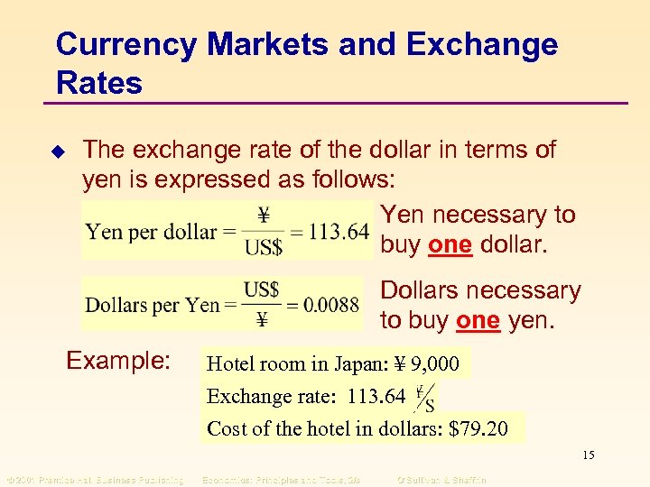Currency Markets and Exchange Rates u The exchange rate of the dollar in terms