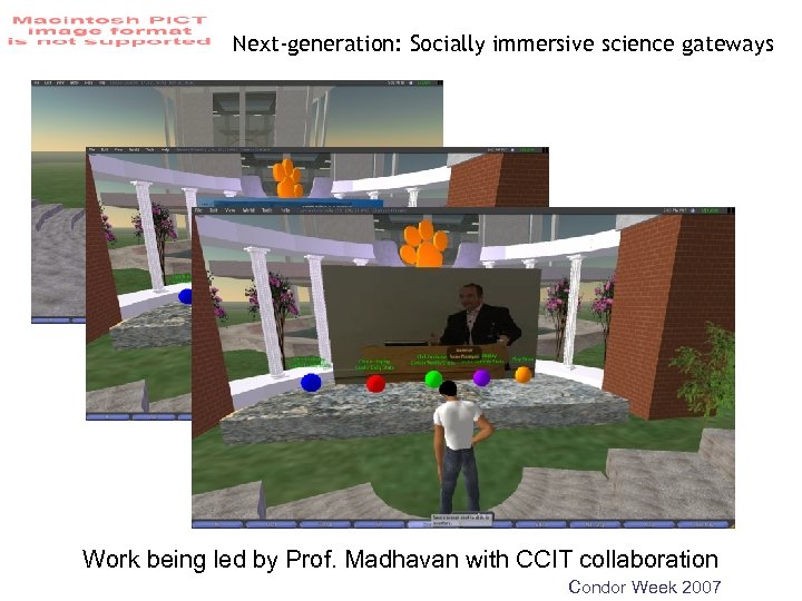 Next-generation: Socially immersive science gateways Work being led by Prof. Madhavan with CCIT collaboration