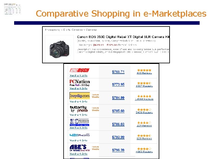 Comparative Shopping in e-Marketplaces 