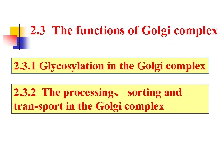 2. 3 The functions of Golgi complex 2. 3. 1 Glycosylation in the Golgi