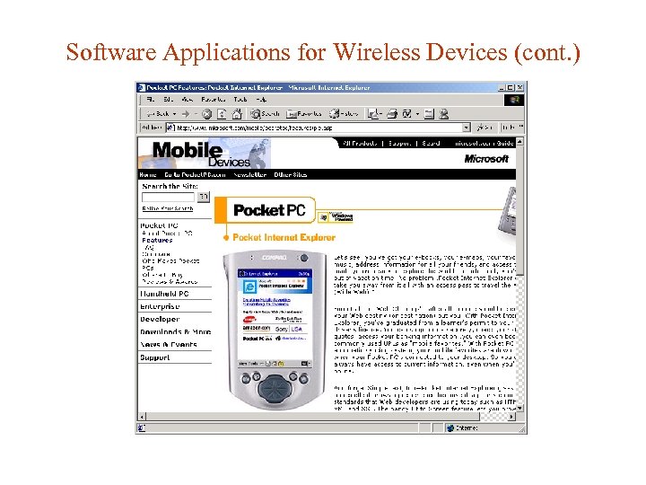 Software Applications for Wireless Devices (cont. ) 