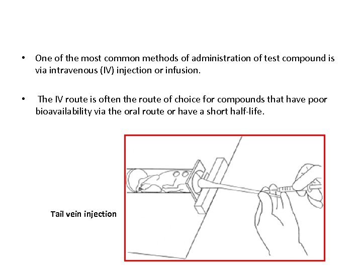  • One of the most common methods of administration of test compound is