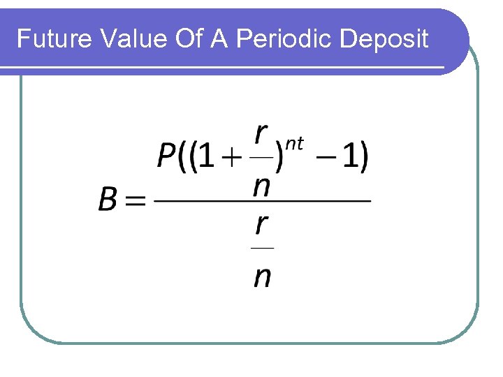 Future Value Of A Periodic Deposit 