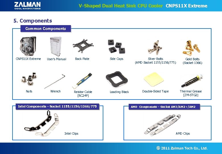 V-Shaped Dual Heat Sink CPU Cooler CNPS 11 X Extreme 5. Components Common Components