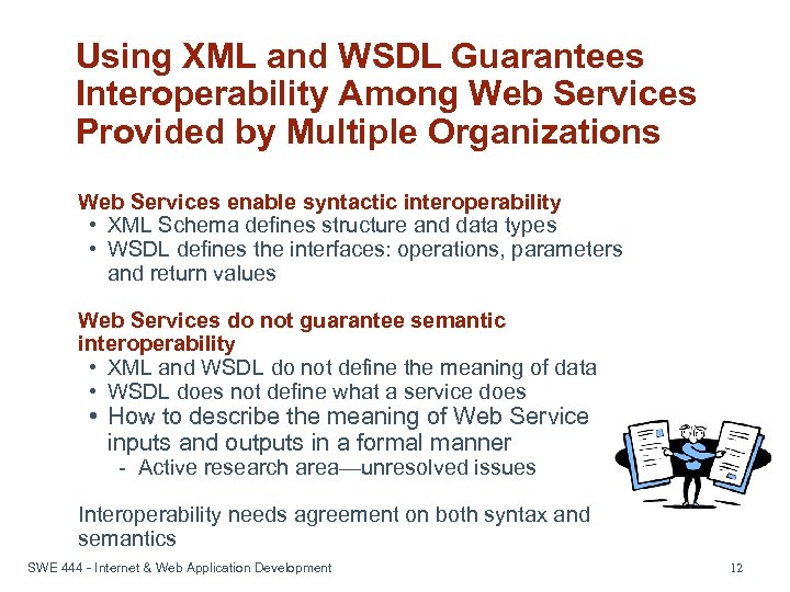 Using XML and WSDL Guarantees Interoperability Among Web Services Provided by Multiple Organizations Web