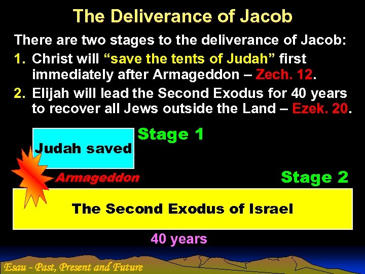 The Deliverance of Jacob There are two stages to the deliverance of Jacob: 1.