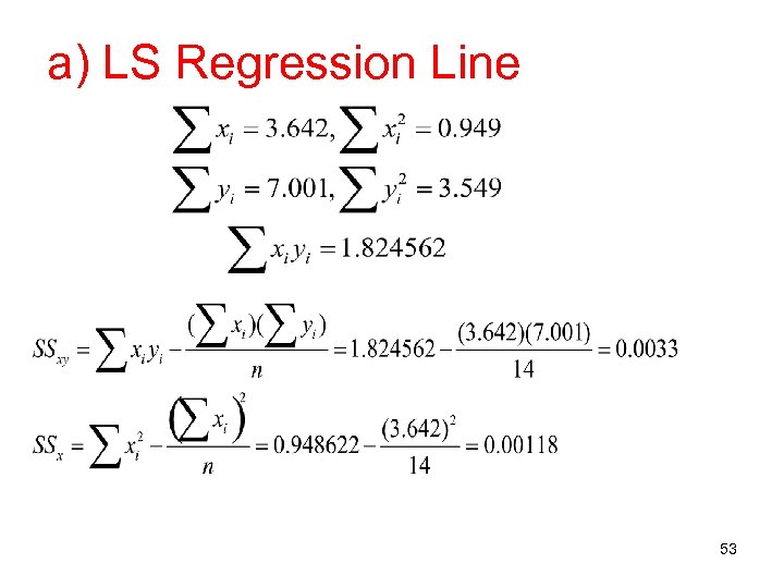 a) LS Regression Line 53 