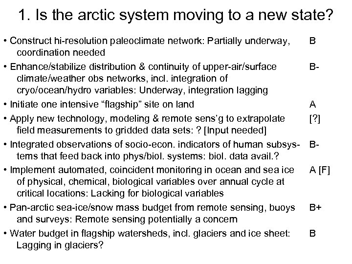 1. Is the arctic system moving to a new state? • Construct hi-resolution paleoclimate