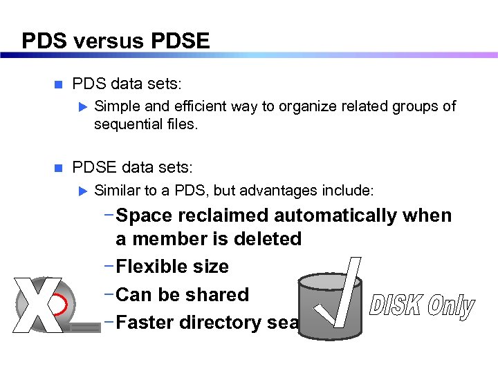 PDS versus PDSE n PDS data sets: u n Simple and efficient way to