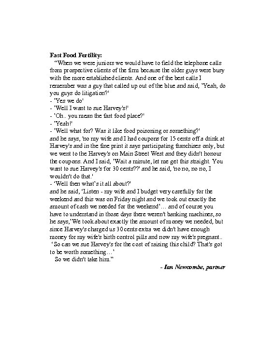 Fast Food Fertility: “When we were juniors we would have to field the telephone