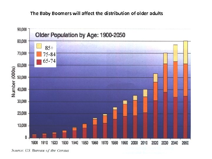 The Baby Boomers will affect the distribution of older adults 