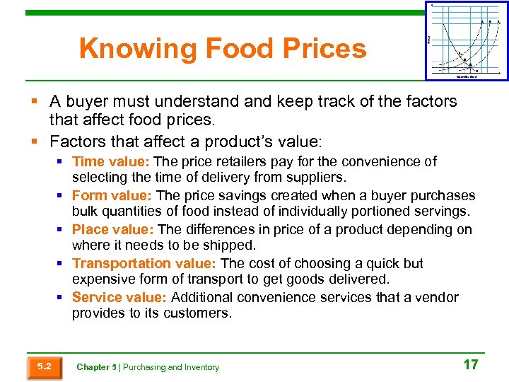 Knowing Food Prices § A buyer must understand keep track of the factors that