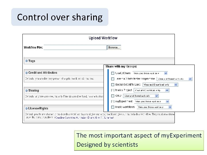 Control over sharing The most important aspect of my. Experiment Designed by scientists 