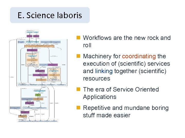E. Science laboris n Workflows are the new rock and roll n Machinery for