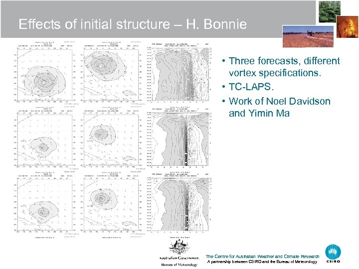 Effects of initial structure – H. Bonnie • Three forecasts, different vortex specifications. •