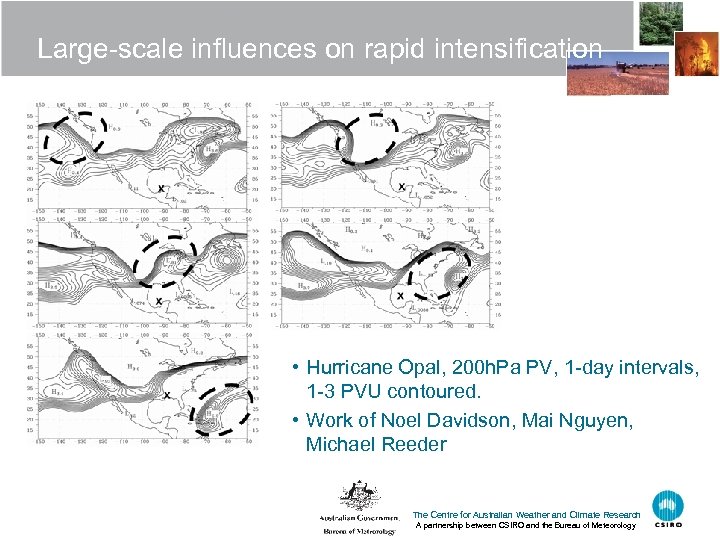 Large-scale influences on rapid intensification • Hurricane Opal, 200 h. Pa PV, 1 -day