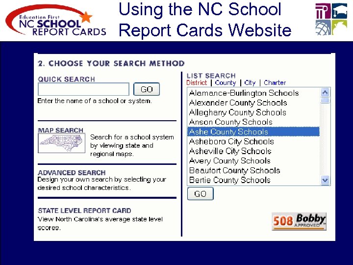 Using the NC School Report Cards Website 