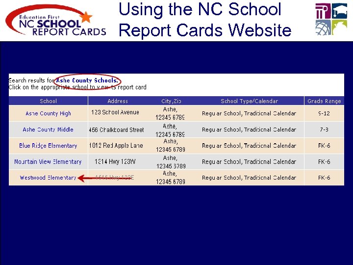 Using the NC School Report Cards Website 