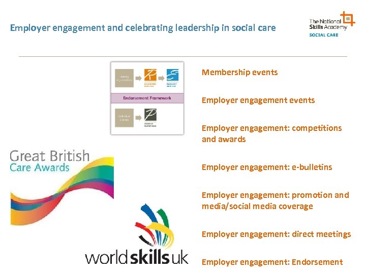 Employer engagement and celebrating leadership in social care Membership events Employer engagement: competitions and