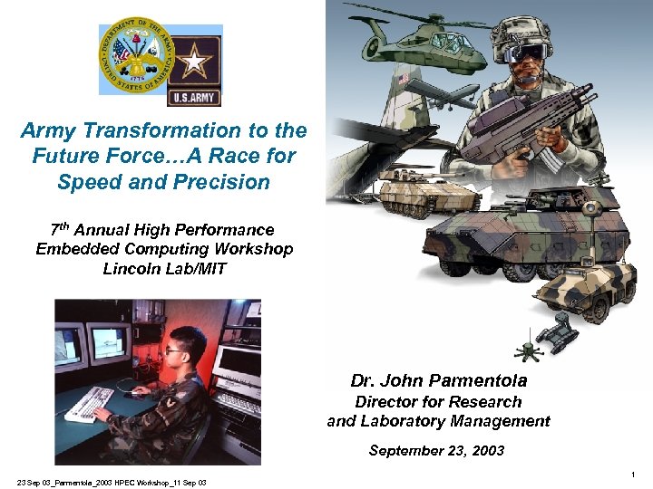 Army Transformation to the Future Force…A Race for Speed and Precision 7 th Annual