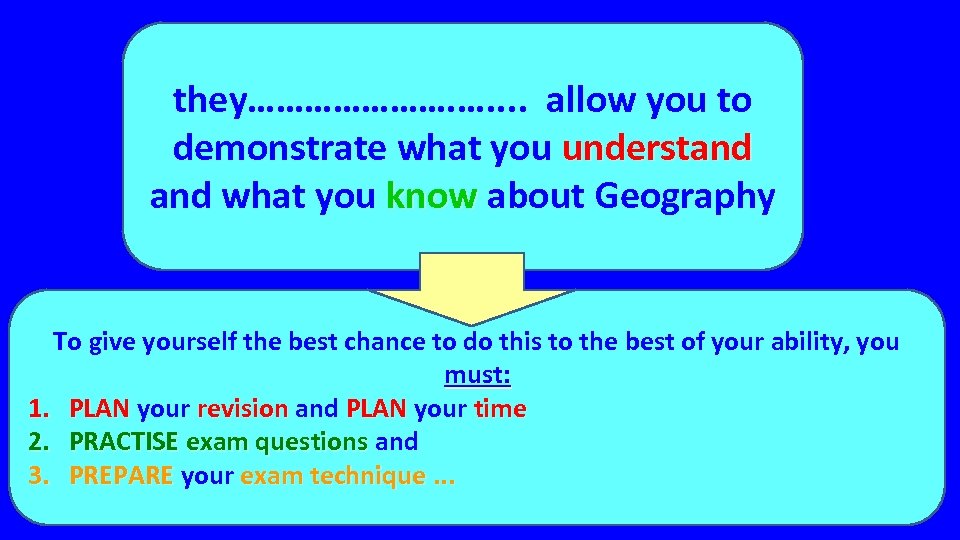 they…………………. …. . allow you to demonstrate what you understand what you know about