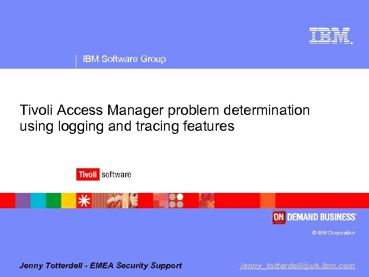 ® IBM Software Group Tivoli Access Manager problem determination using logging and tracing features