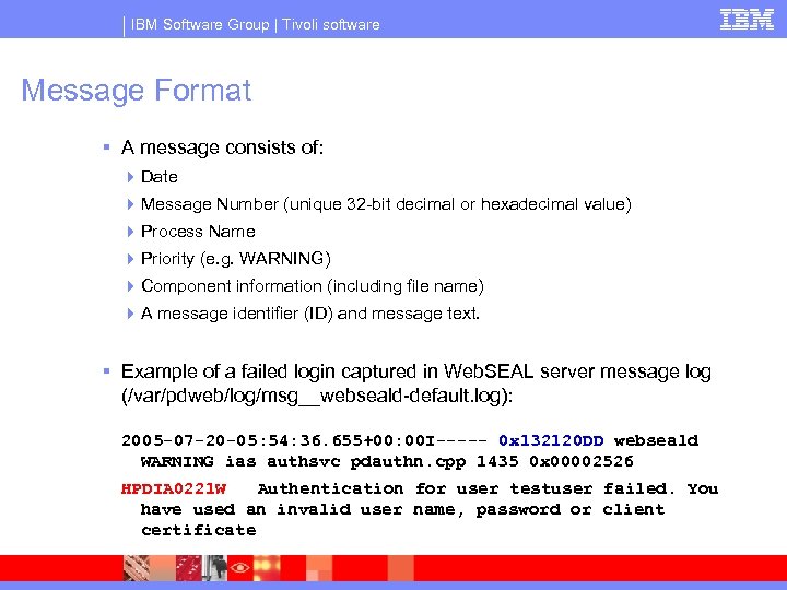 IBM Software Group | Tivoli software Message Format § A message consists of: 4