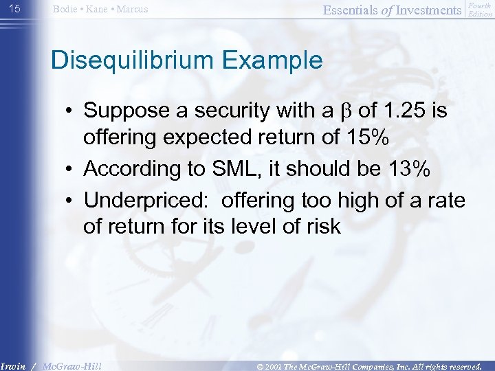 15 Essentials of Investments Bodie • Kane • Marcus Fourth Edition Disequilibrium Example •