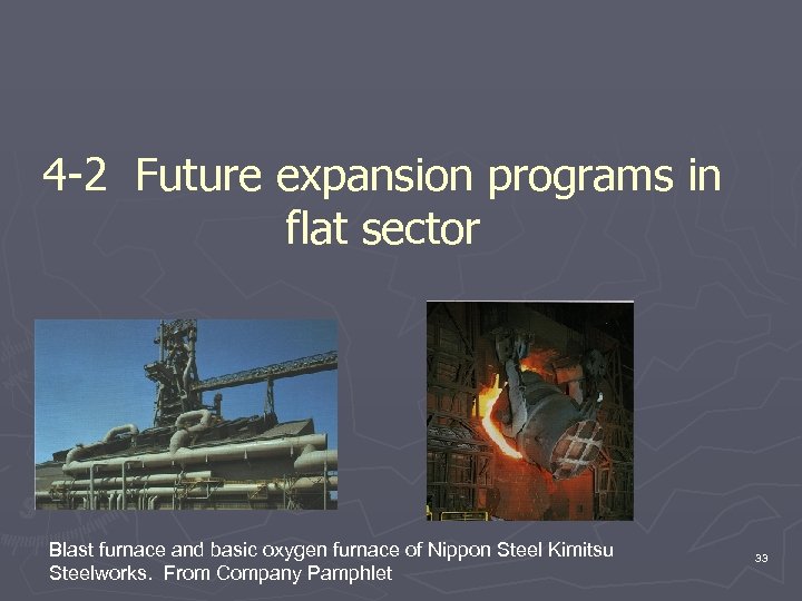4 -2 Future expansion programs in flat sector Blast furnace and basic oxygen furnace