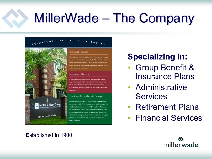 Miller. Wade – The Company Specializing in: • Group Benefit & Insurance Plans •