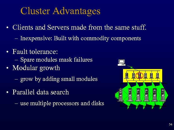 Cluster Advantages • Clients and Servers made from the same stuff. – Inexpensive: Built