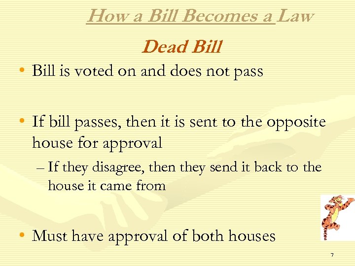 How a Bill Becomes a Law Dead Bill • Bill is voted on and