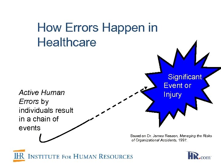 How Errors Happen in Healthcare Active Human Errors by individuals result in a chain